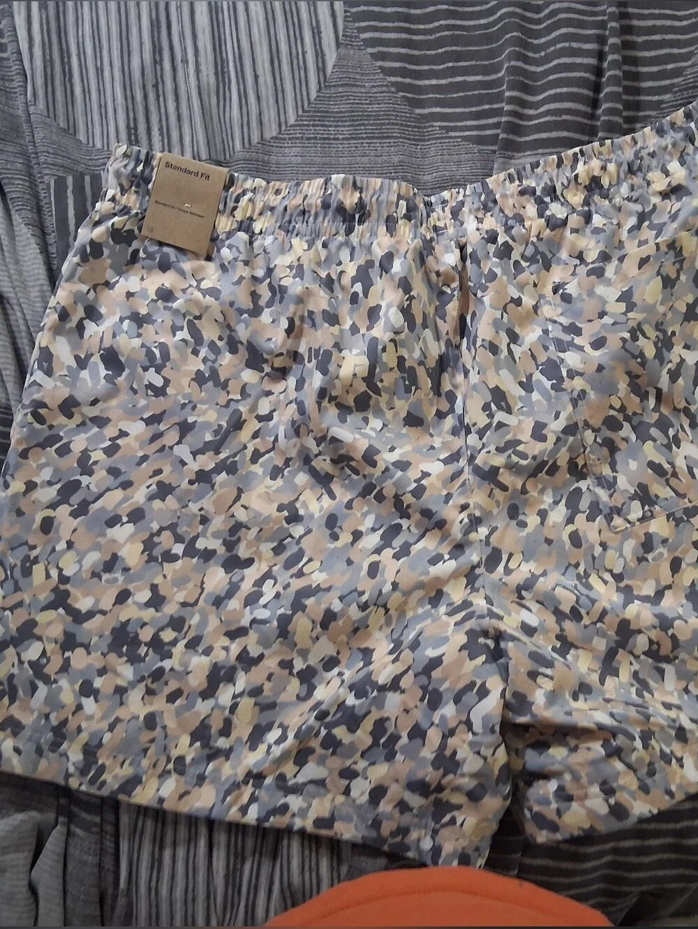 Jordan Cotton On Men's Camo Swim Shorts in Beige, Gray, Cream